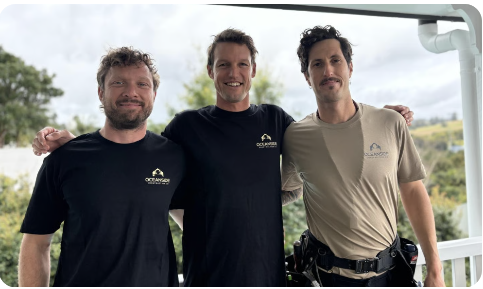 Sam Snowball, Brett Venn and Rodrigo Nogueres of Oceanside Construction Co. on site